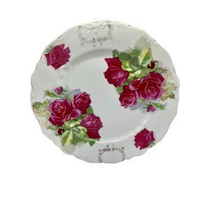 Vintage Oscar & Edgar Gutherz Royal Austria Purple Roses Plate Scalloped 9 1/2"